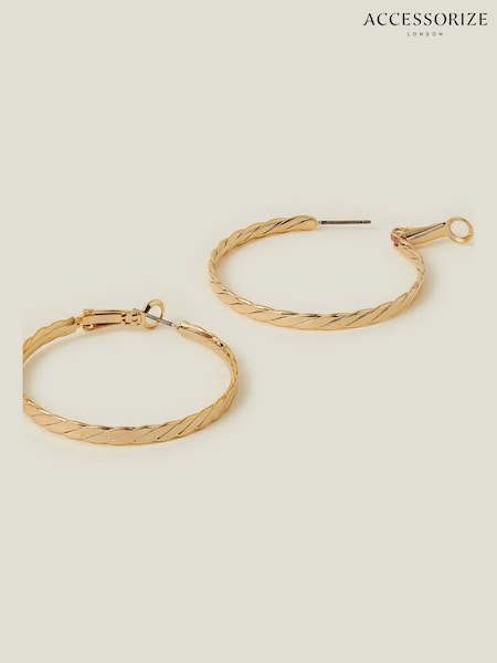 Accessorize 14ct Flat Twist Hoop Earrings (F13357) | ‏54 د.إ.‏