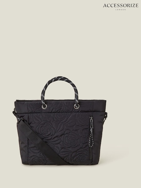 Accessorize Black Floral Quilted Hand Bag (F13360) | €40