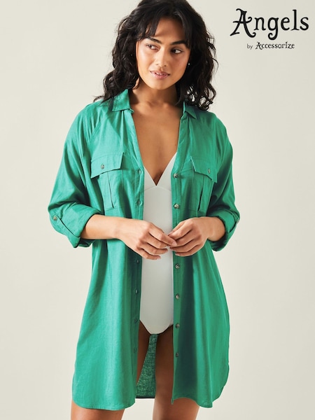 أخضر - Accessorize Long Sleeve Beach Cover-Up Shirt (F13362) | ‏265 د.إ.‏
