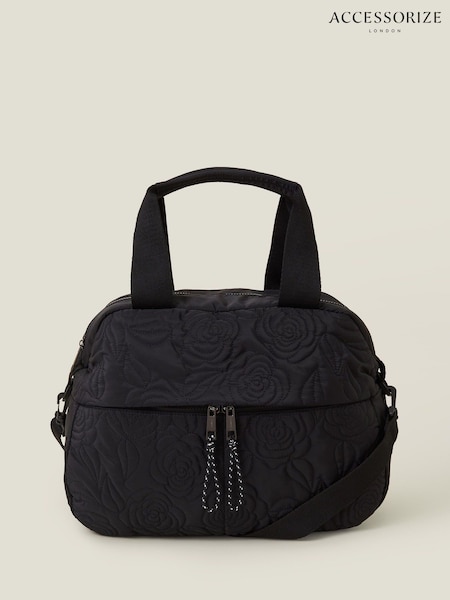 Svart - Accessorize Floral Quilted Travel Bag (F13371) | kr800