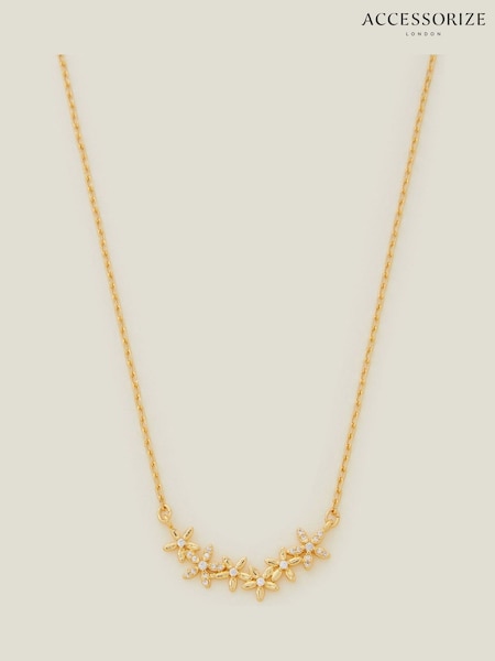 Accessorize Gold 14ct Plated Flower Cluster Necklace (F13374) | €25