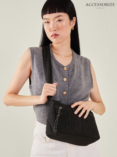 črna - Accessorize Floral Quilted Camera Bag (F13384) | € 37