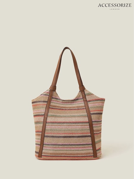 Accessorize Brown Stripe Raffia Shoulder Bag (F13390) | 1,923 UAH