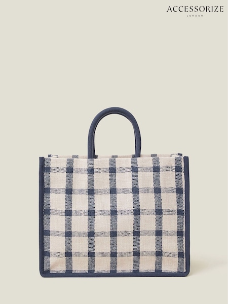 Accessorize Blue Check Woven Handheld Bag (F13391) | €40