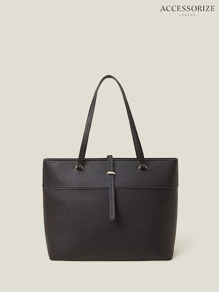 Accessorize Black Faux Leather Large Tote Bag (F13393) | €48