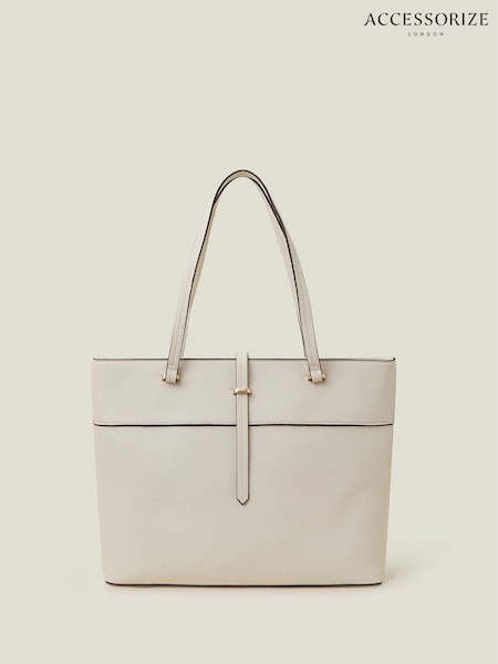 Accessorize Cream Faux Leather Large Tote Bag (F13397) | €48
