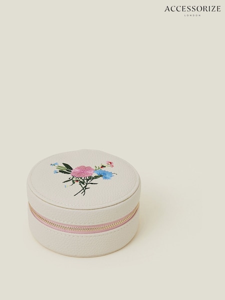 Accessorize Cream Embroidered Medium Jewellery Box (F13405) | R$ 215
