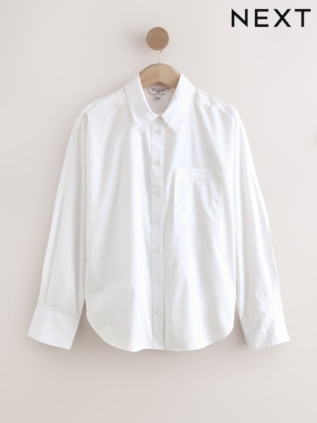 White Long Sleeve Tie Back Waisted Shirt (F13456) | R$ 260
