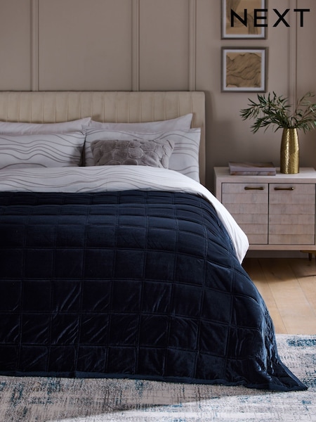 Navy Lustre Navy Bedspread (F13480) | 367 QAR - 612 QAR