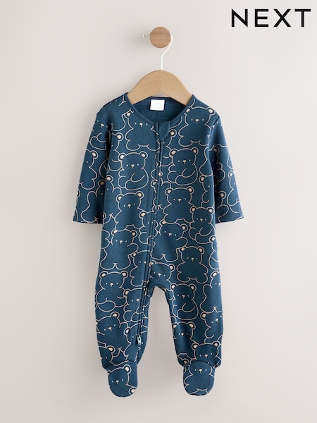 Navy Bear Baby Fleece Lined Sleepsuit (F13540) | AED56 - AED66