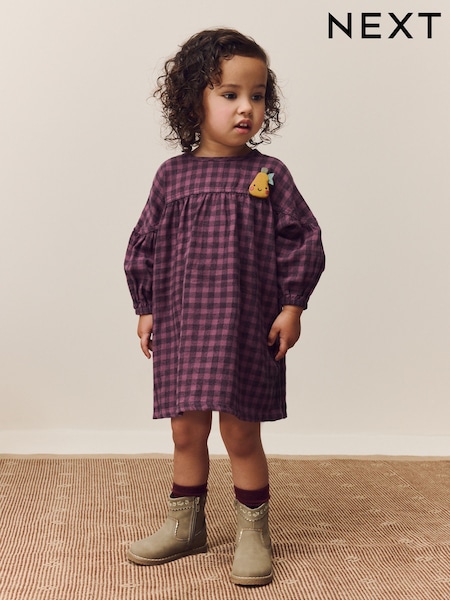 Purple Check Character Cotton Dress (3mths-8yrs) (F13556) | AED71 - AED86