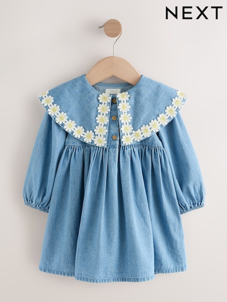 Denim Daisy Collar Dress (3mths-8yrs) (F13565) | €23 - €31
