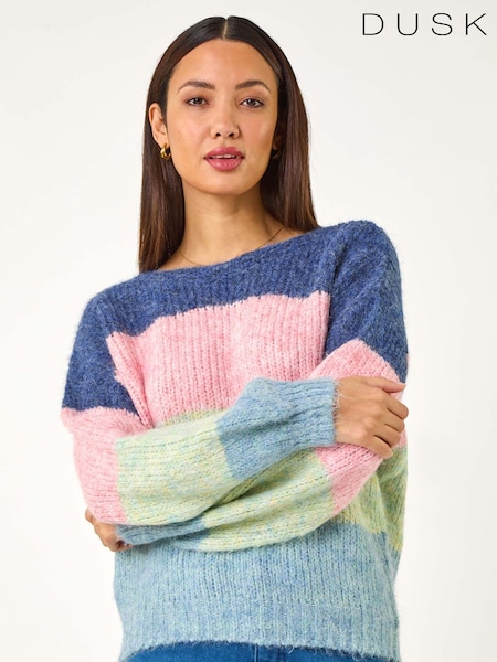 Dusk Pink/Blue Stripe Knit Jumper (F13575) | kr685