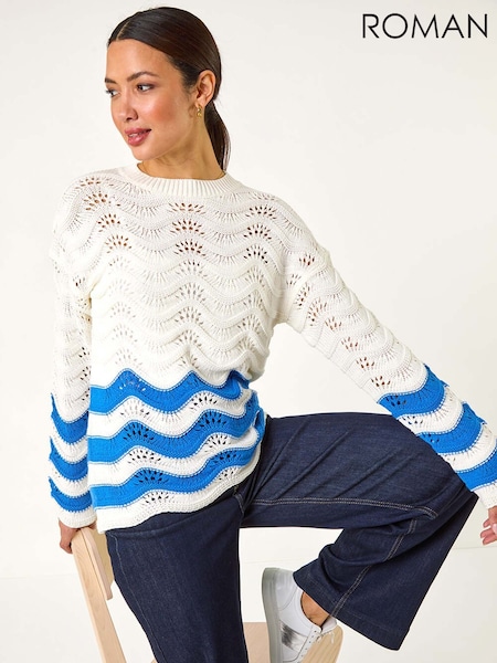 Roman Chevy Pointelle Knit Jumper (F13592) | ‏302‏₪