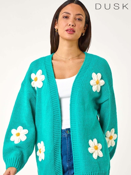 Dusk Green Daisy Knit Cardigan (F13596) | €100