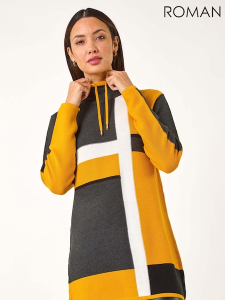 Roman Yellow Colourblock Roll Neck Knit Jumper (F13598) | €60
