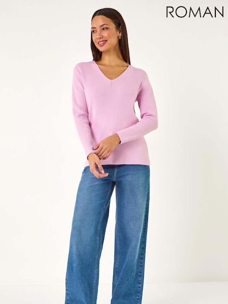 Roman Pink Soft Knit V-Neck Jumper (F13606) | R$ 485
