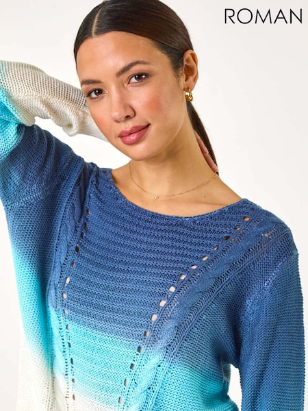 Roman Blue Ombre Stitch Knit Jumper (F13607) | €53