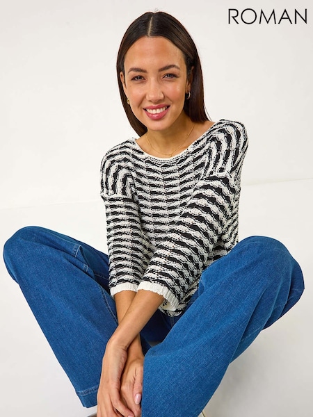 Roman Black Contrast Stitch Knit Jumper (F13612) | 2,523 UAH