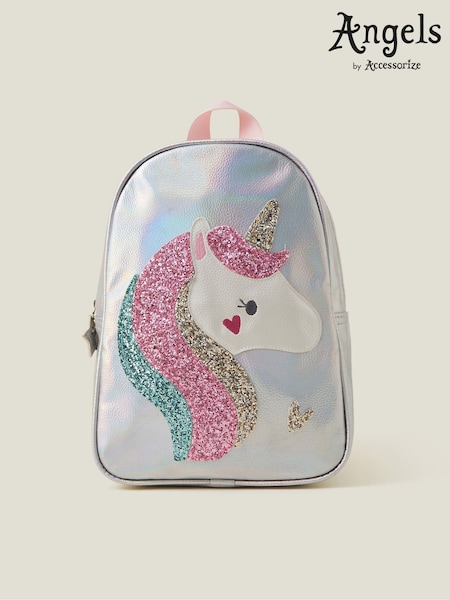 Angels By Accessorize Silver Girls Unicorn Glitter Backpack (F13618) | AED105