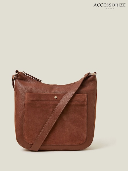 rjava - Accessorize Leather Messenger Cross-Body Bag (F13630) | € 59