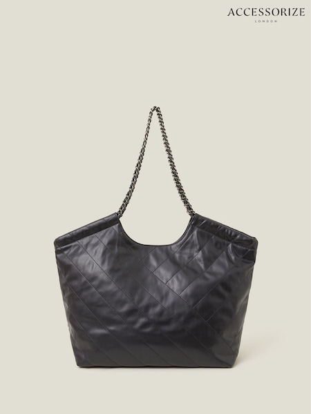 črna - Accessorize Chain Strap Faux Leather Shoulder Bag (F13656) | € 46