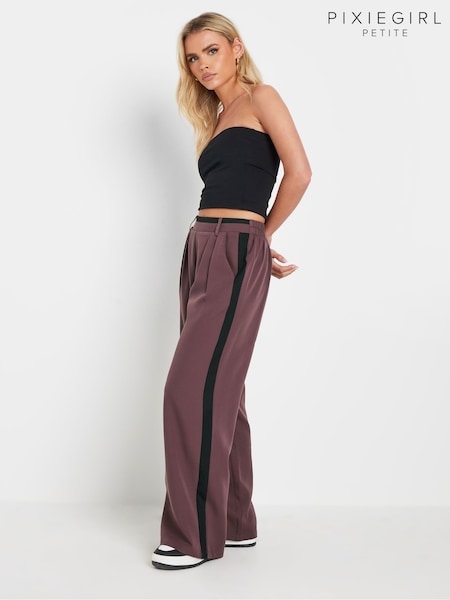 PixieGirl Petite Contrast Side Stripe Wide Leg Trousers (F13672) | ‏191‏₪