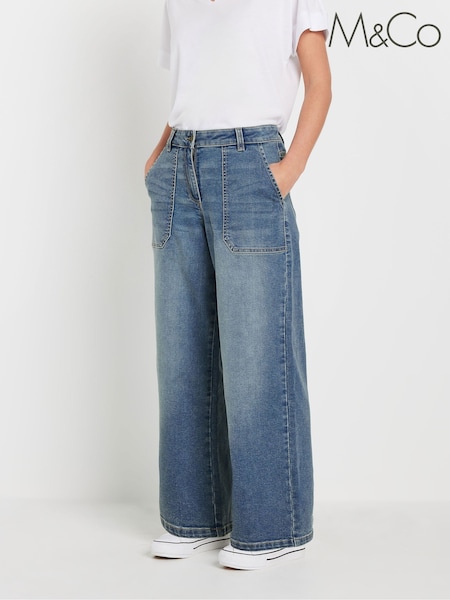M&Co Blue Petite Carpenter Wide Leg Jeans (F13678) | €50