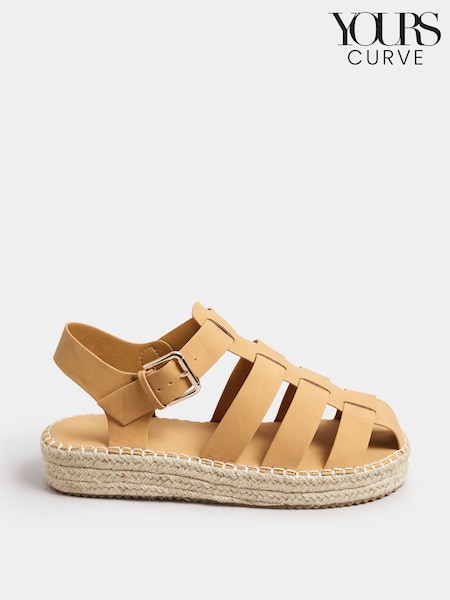 Yours Curve Natural Extra Wide Fit Fisherman Flatform Sandals (F13712) | €50