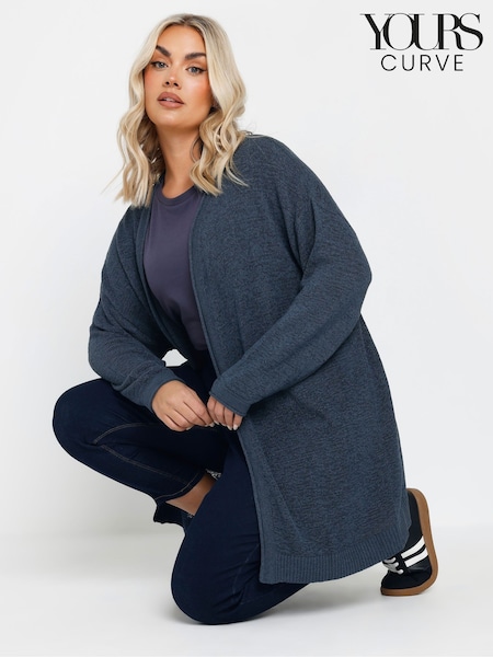 Yours Curve Blue Tape Yarn Cardigan (F13717) | ₪156
