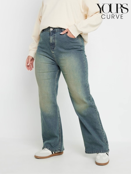 Yours Curve Sandblasted Wide Leg Jeans (F13733) | 253 LEI