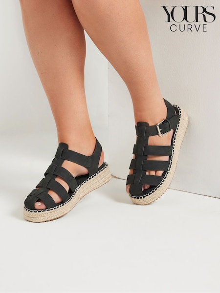 Yours Curve Black Extra Wide Fit Fisherman Flatform Sandals (F13748) | €50