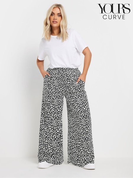 Yours Curve Black Abstract Structured Wide Leg Trousers (F13753) | €39