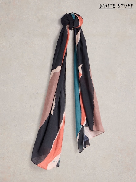 White Stuff Black Abstract Print Scarf (F13796) | ₪143