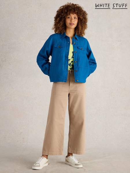 White Stuff Blue Camille 100% Linen Jacket (F13799) | €130