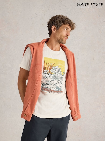 White Stuff White Lilypad Graphic 100% Cotton T-Shirt (F13810) | €37