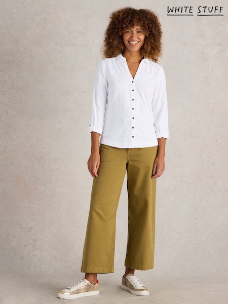 White Stuff White Annie Broderie Jersey 100% Cotton Shirt (F13812) | ₪281