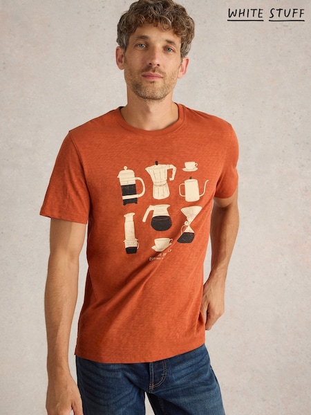 White Stuff Orange Espresso Yourself Graphic 100% Cotton T-Shirt (F13851) | €28