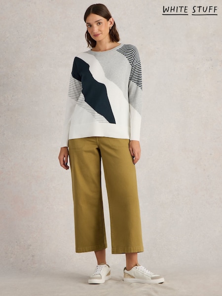 White Stuff Grey Olive Abstract Jumper (F13863) | €90