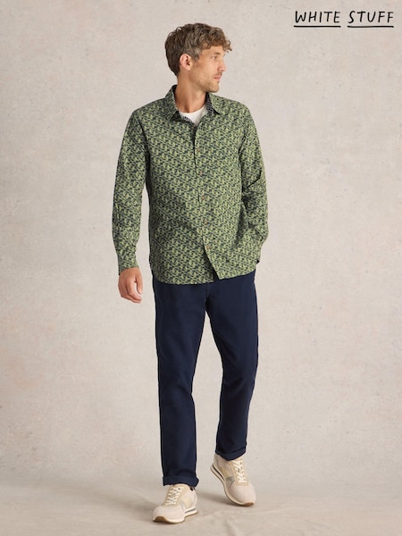 White Stuff Green Koi Fish Printed 100% Cotton Shirt (F13864) | €79