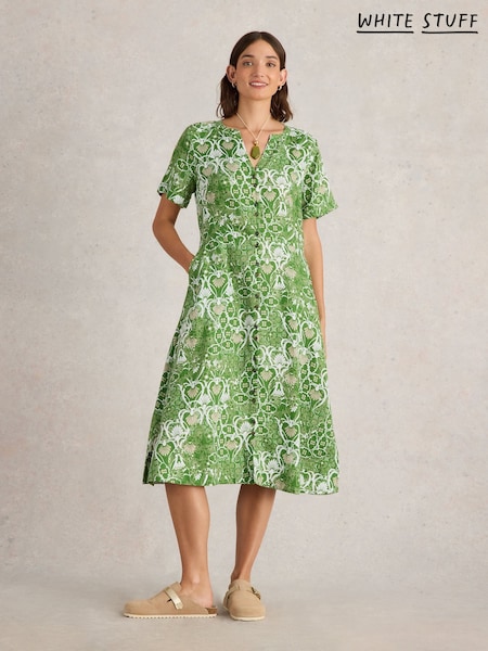 White Stuff Green Iris 100% Linen Dress (F13877) | €108