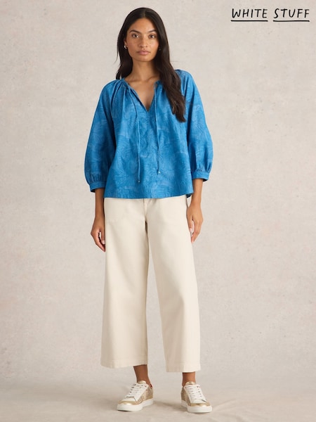 White Stuff Blue Marley Jacquard Top (F13893) | ₪373