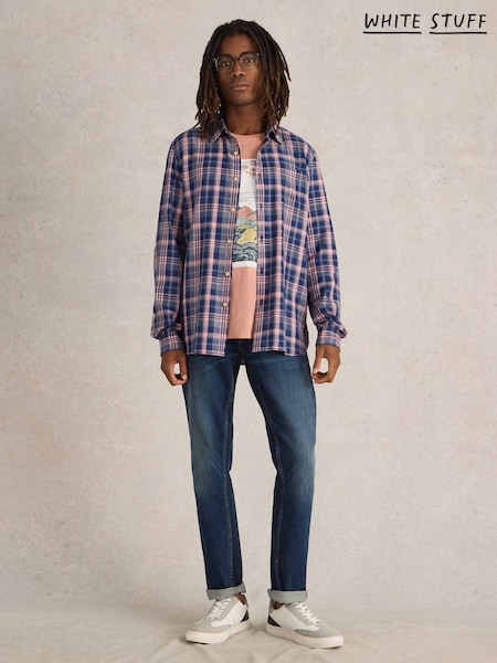 White Stuff Blue Moxley Brushed Long Sleeve Check Shirt (F13894) | €79