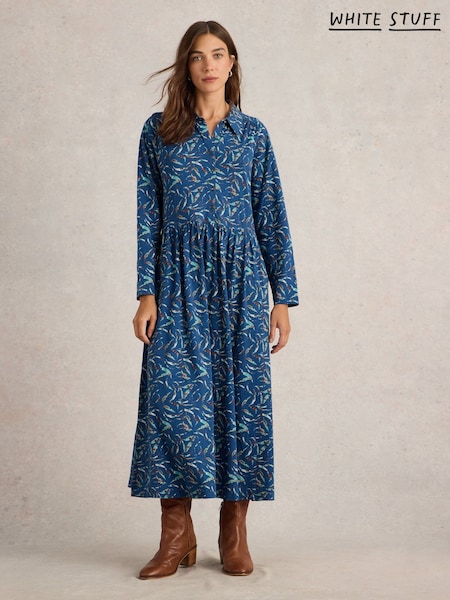 White Stuff Blue Rylee Jersey 100% Cotton Shirt Dress (F13900) | €44