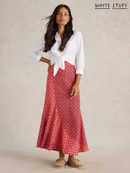 White Stuff Red Sara Linen Blend Maxi Skirt (F13908) | 376 QAR