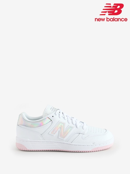 New Balance White/Silver Girls Youth 480 Trainers (F13928) | €83
