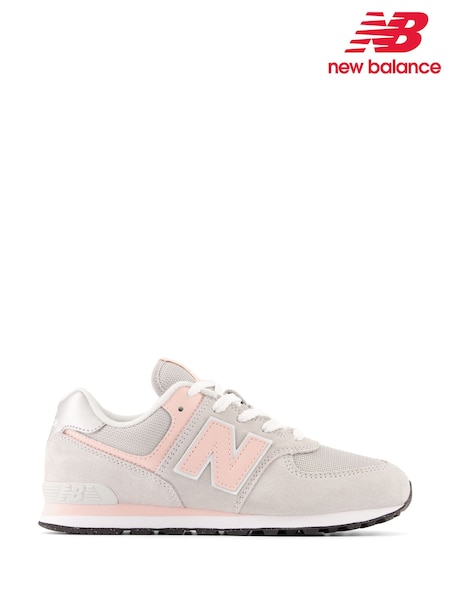 New Balance Grey/Pink/White Girls 574 Trainers (F13934) | €95