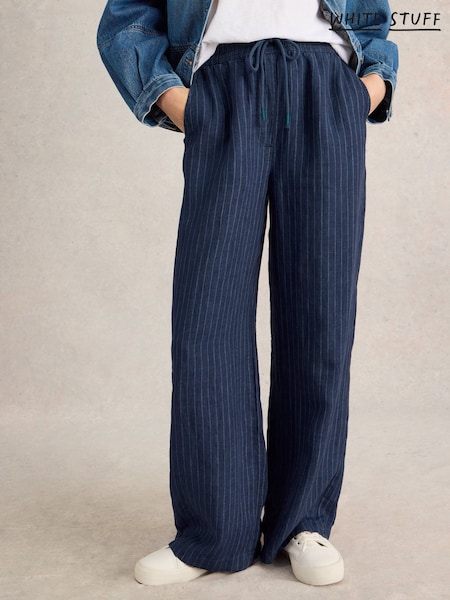 White Stuff Blue Belle Linen Wide Leg Trousers (F13952) | kr1 088