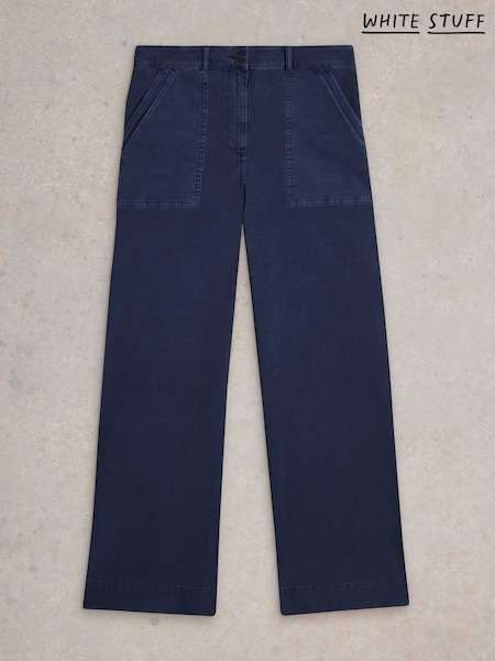 White Stuff Blue Twister Chino Wide Leg Trousers (F13956) | ₪373