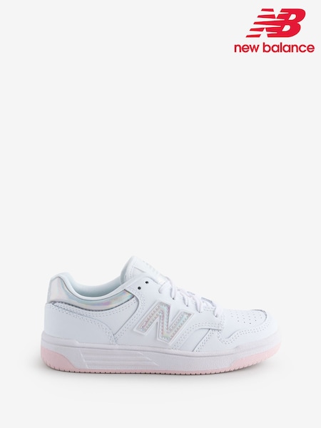 New Balance White/Silver Girls 480 Trainers (F13973) | €58